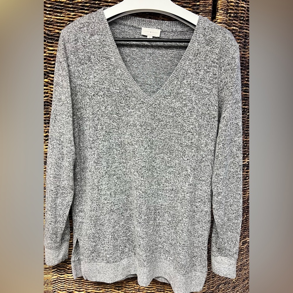 Lucky Brand-‎ Gray V-Neck Women's Sweater, Size: Medium